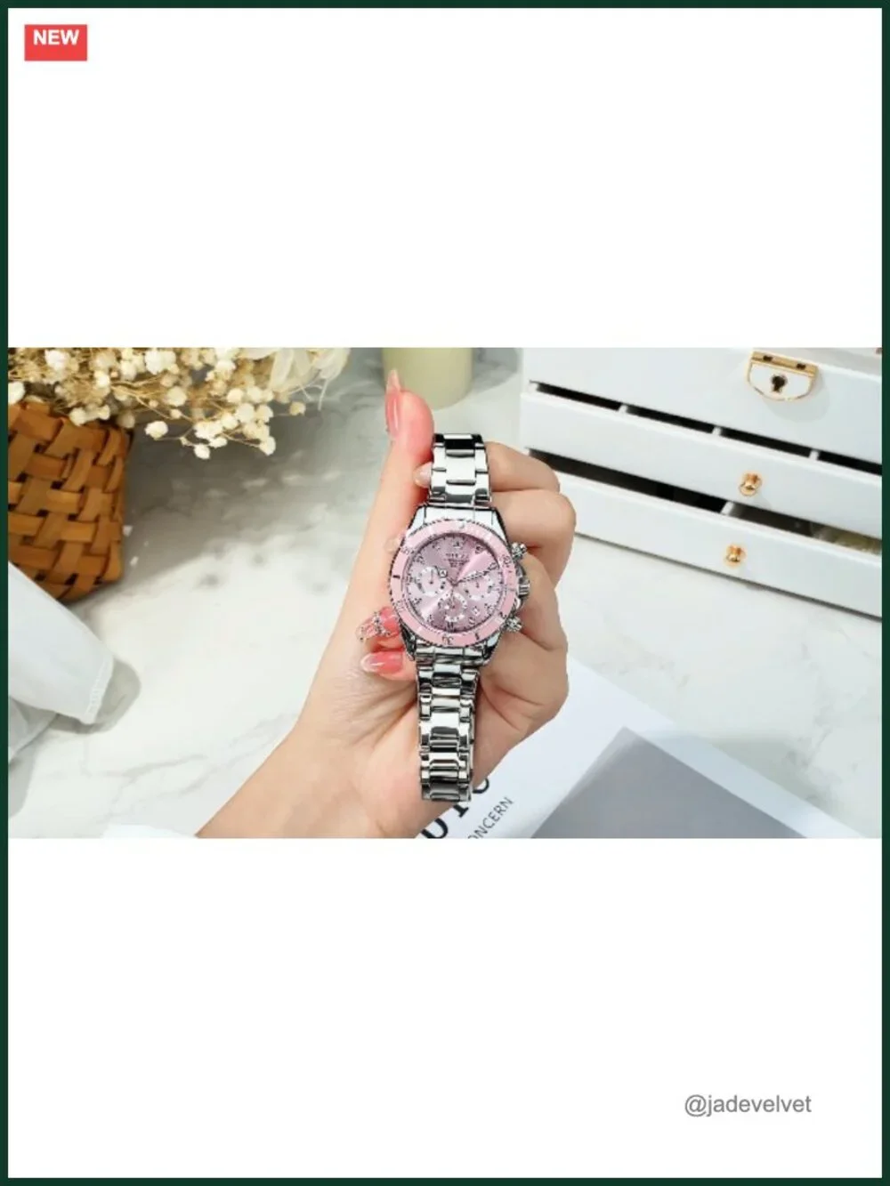 Women's Stainless Steel Chronograph Analog Quartz Luminous Diamond Watch
